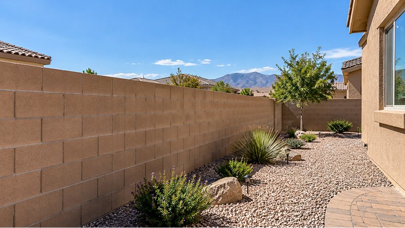 Side yard block wall construction in Albuquerque NM